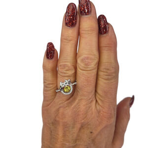 Swarovski Lucky Cat Crystal Sparkling Dance Ring-Silver Band-Size 7US/55 EU